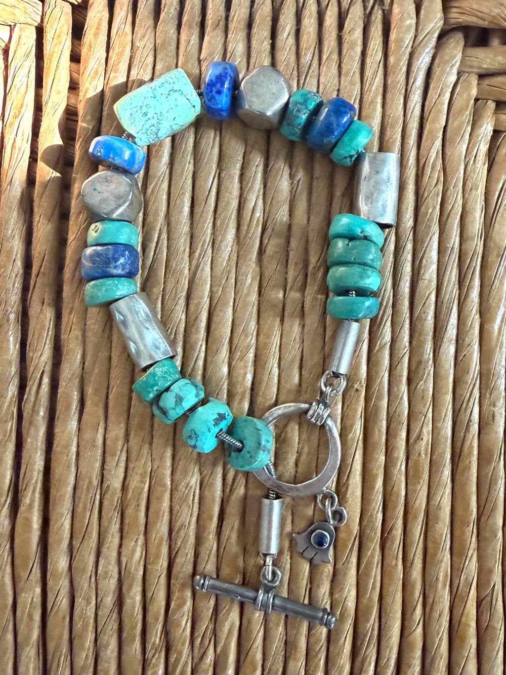 Rare Silapada Turquoise Lapis Sterling Silver Retired Toggle Bracelet w/ Box